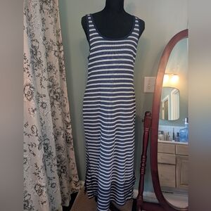 Tommy Bahama Navy & White Striped Sleeveless Maxi